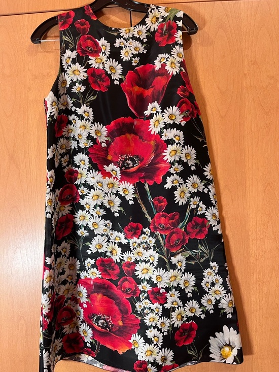 Dolce & Gabbana Dresses & Skirts - Dolce & Gabbana Silk Mini Black Dress with Red and White Floral Print